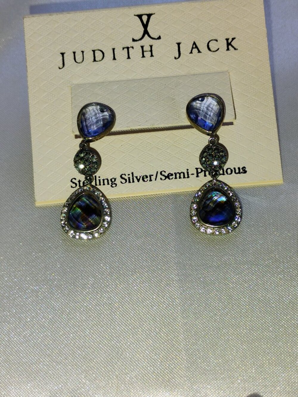 Judith Jack Marcasite and Swarovski dangling earrings in sterling silver